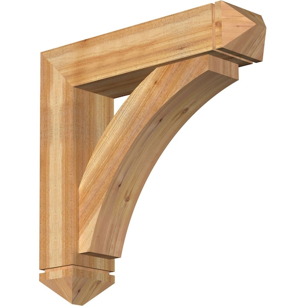 Ekena Millwork Thorton Arts and Crafts Rough Sawn Bracket w/ Offset Brace, Western Red Cedar, 8"W x 34"D x 34"H BKT0806X34X34THR03RWR - main